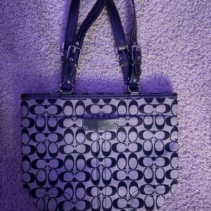Coach Signature Grey & Black Purse